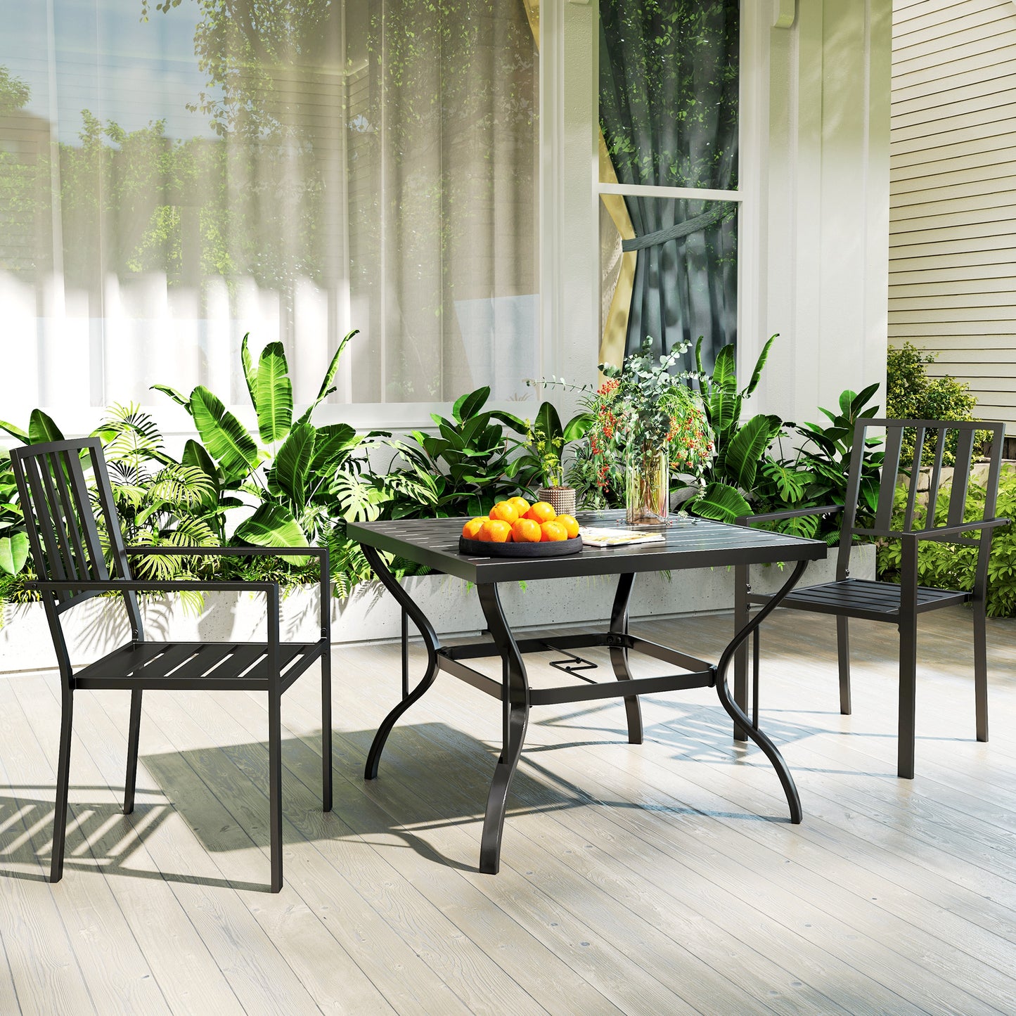 Set of Two Minimal Metal Garden Chairs