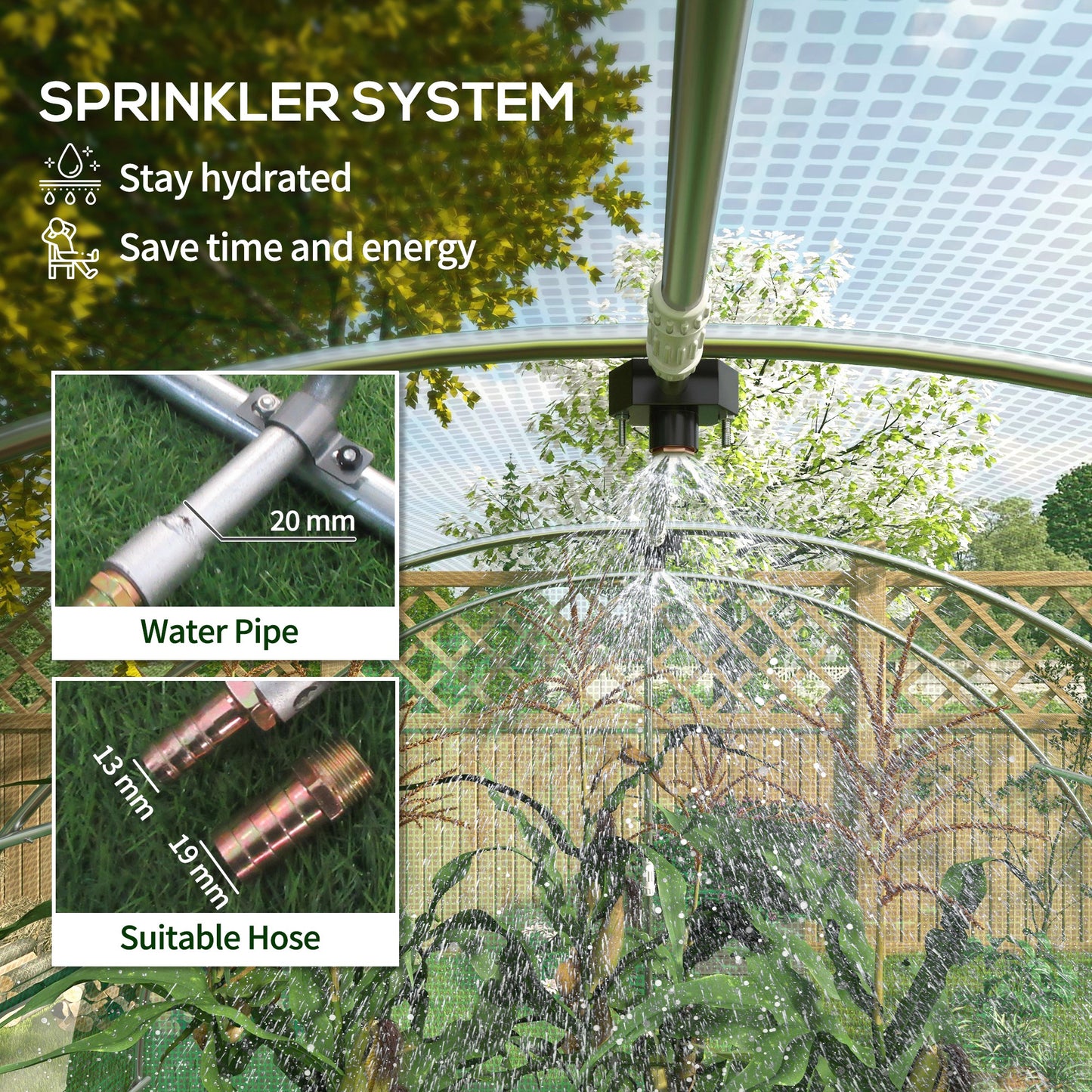 Sprinkler System Polytunnel Greenhouse, 4 x 3(m)
