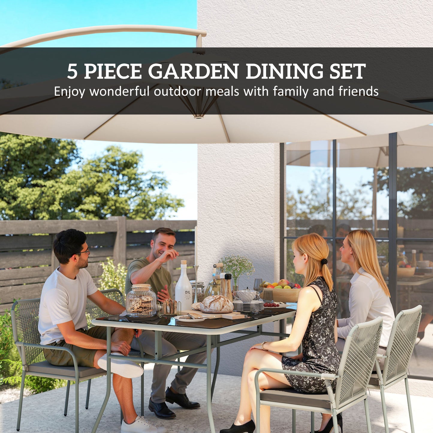 Five-Piece PE Rattan Garden Dining Set