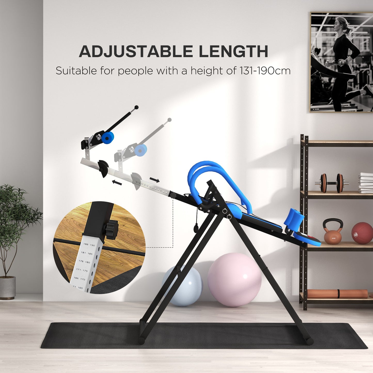 Gravity Inversion Table with Safety Belt Adjustable Hand Stand