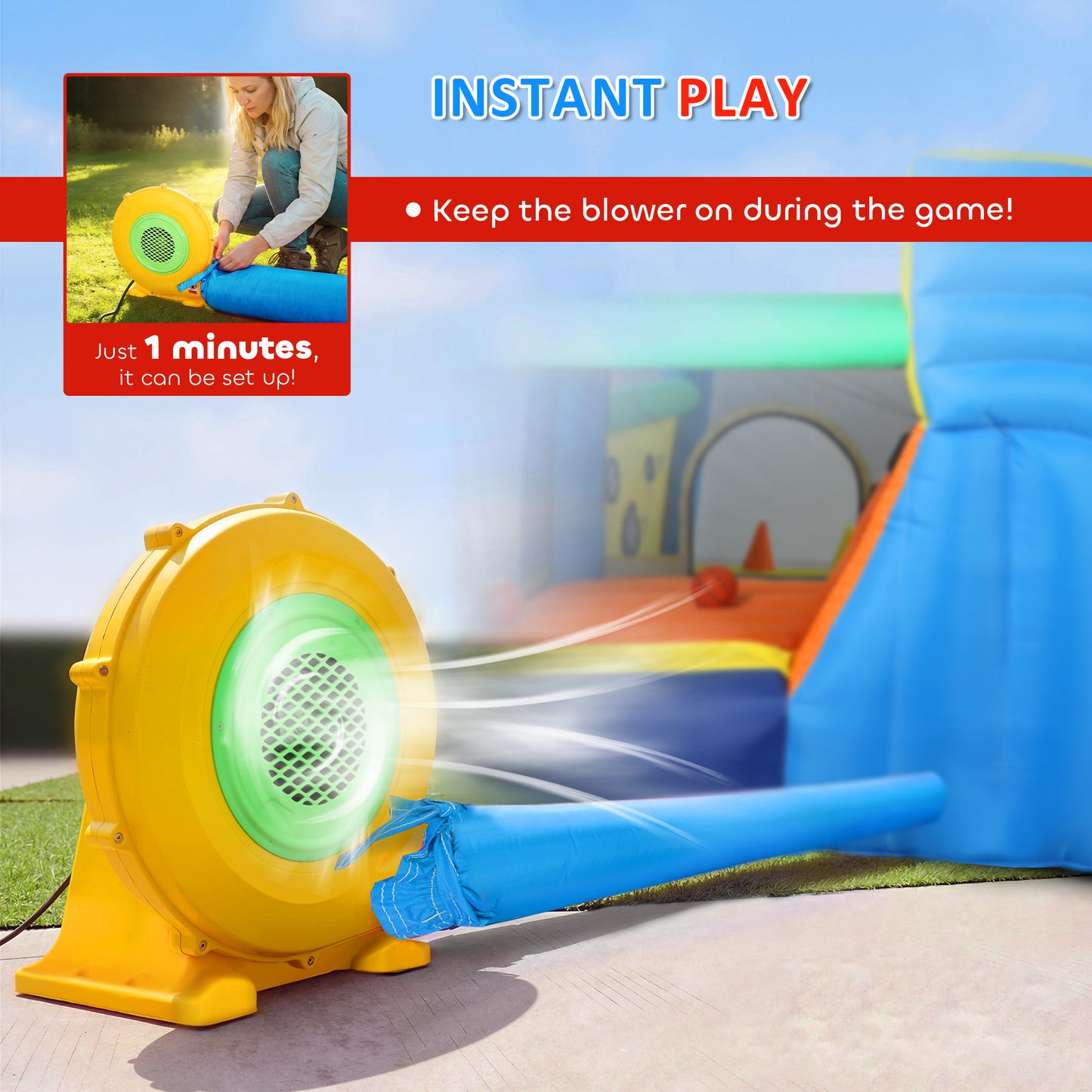 8 in 1 Bouncy Castle for Kids, Inflatable Bounce House with Slide