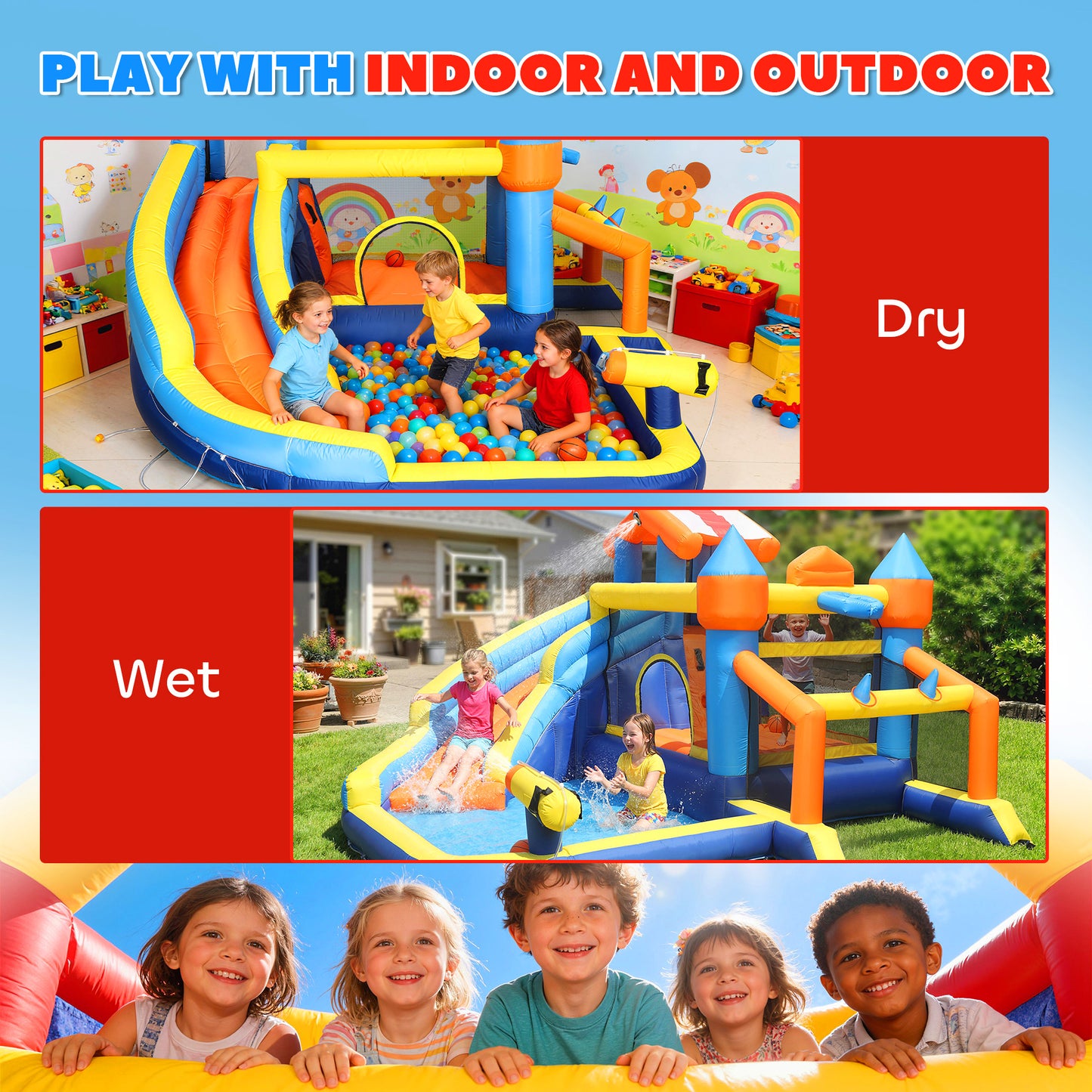 Bouncy Castle for Kids, Inflatable Bounce House with Slide