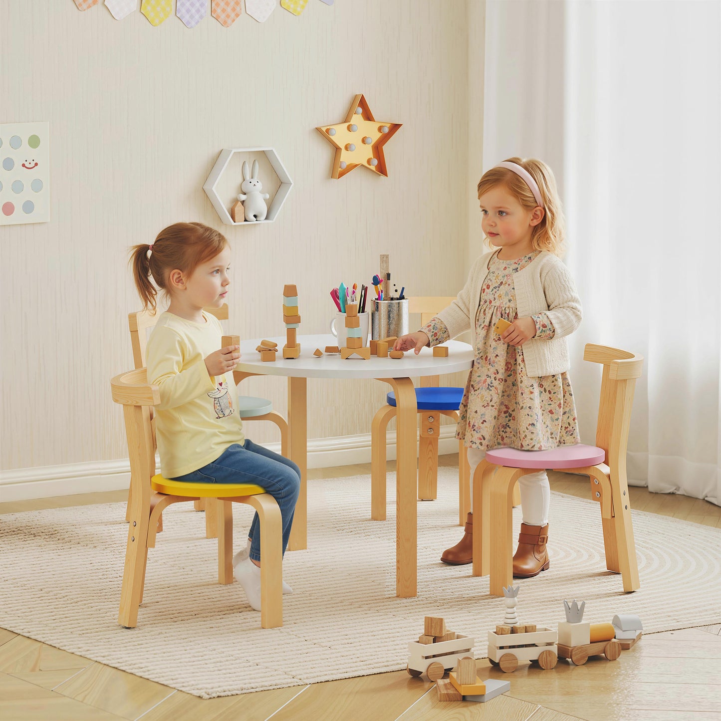 5 Piece Kids Table and Chairs Set