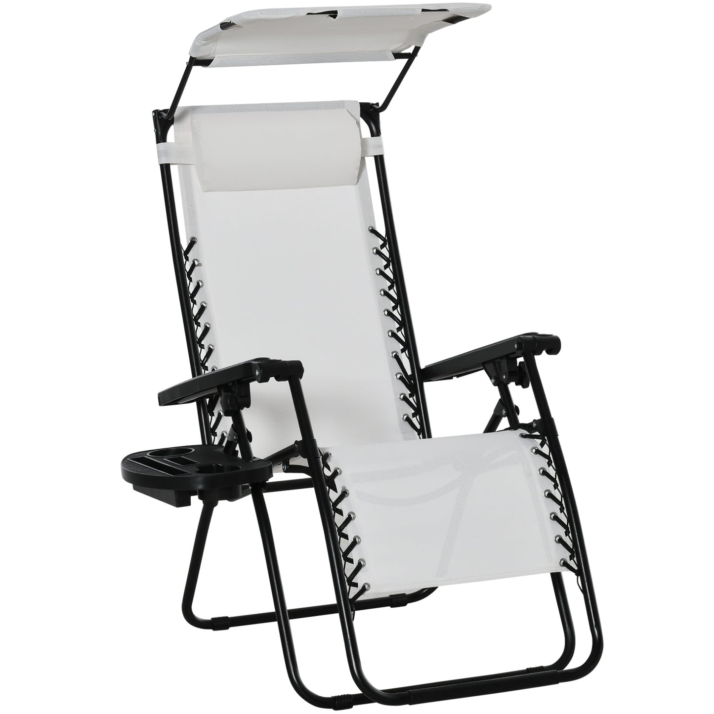 Zero Gravity Garden Folding Patio Sun Lounger w/Cup Holder & Canopy