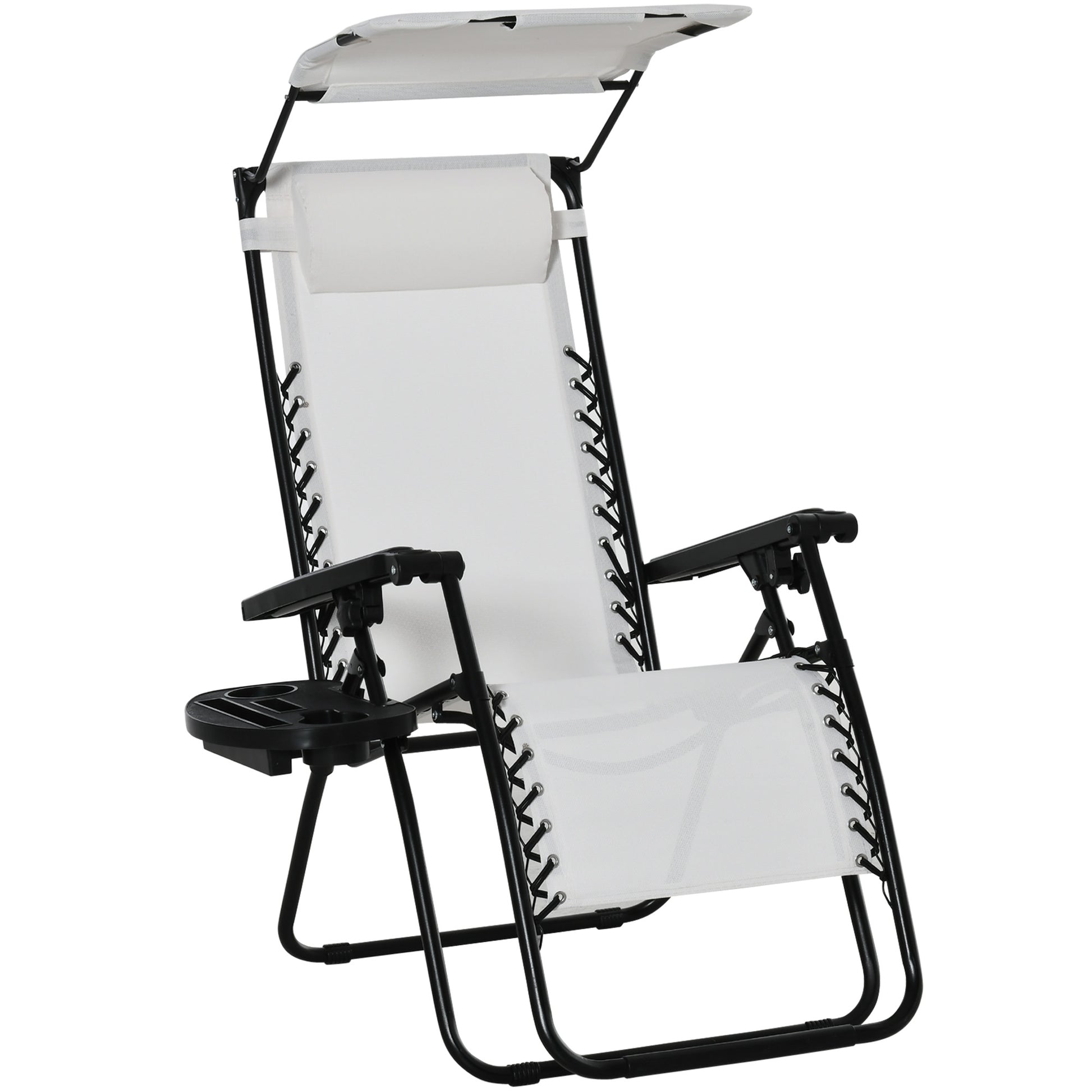 Zero Gravity Garden Folding Patio Sun Lounger w/Cup Holder & Canopy