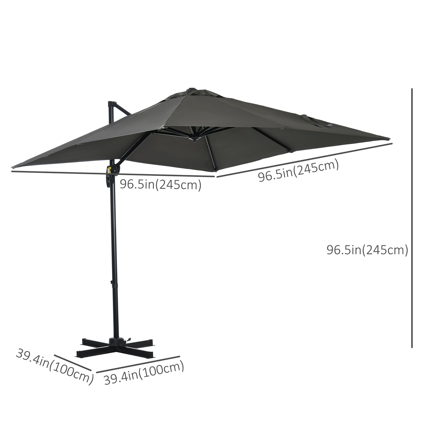 2.5 x 2.5m Patio Offset Parasol Umbrella Cantilever Hanging