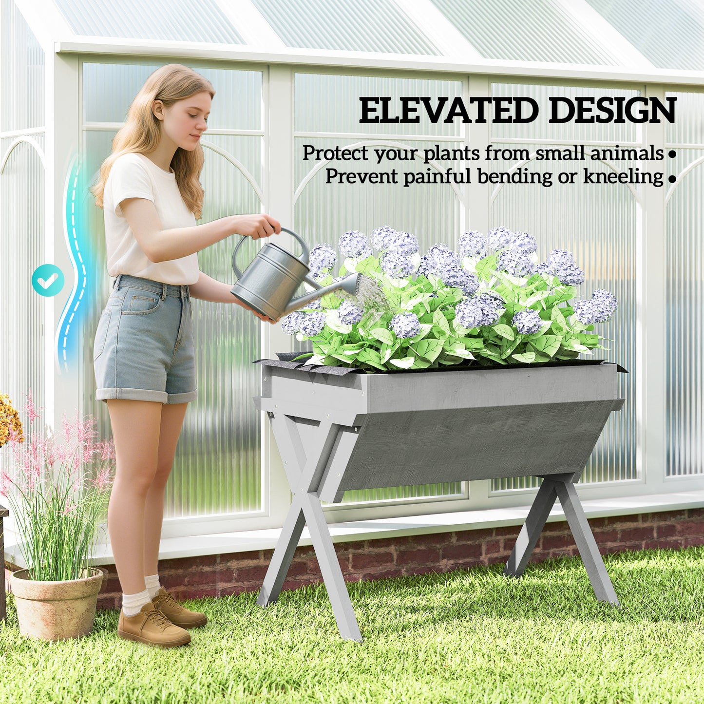 Wooden Raised Garden Bed with Bed Liner