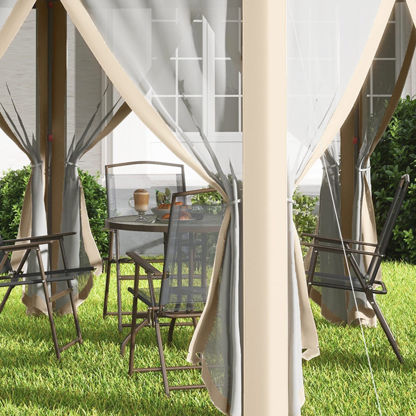 Hexagon Pop Up Gazebo Outdoor Patio Gazebo Double Roof Instant