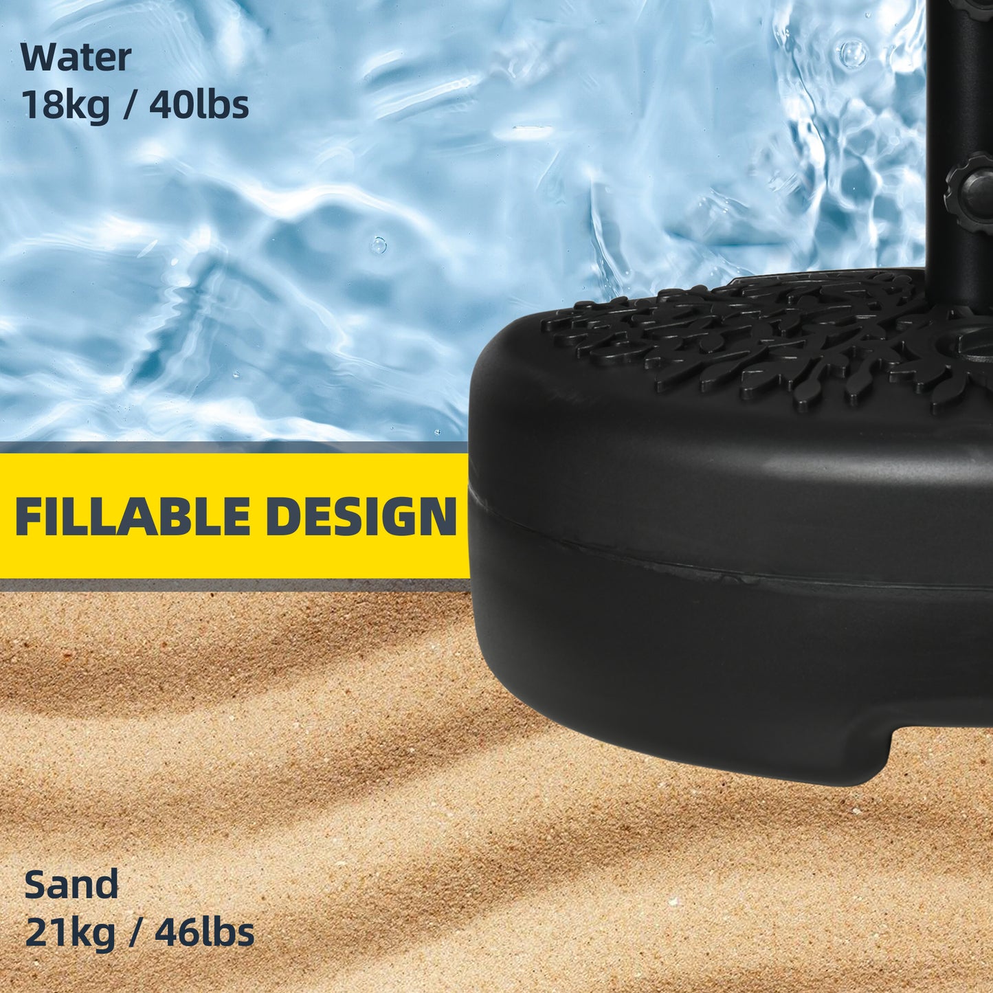 Water/Sand Fillable Half Parasol Umbrella Base
