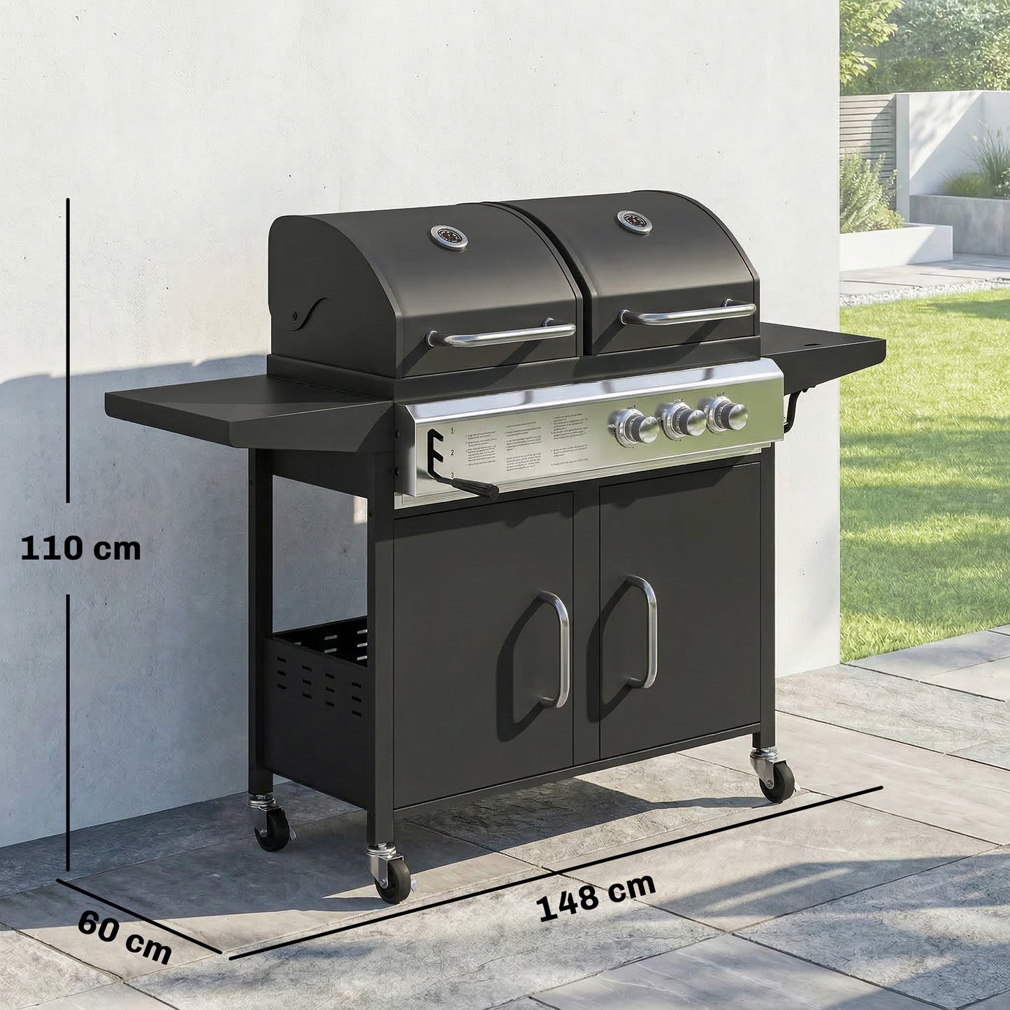 2+1 Burner Hybrid Dual Fuel BBQ Gas Grill