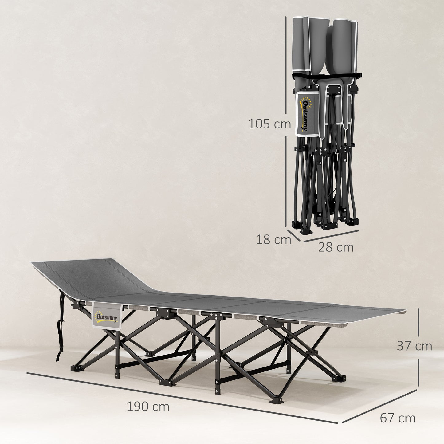 67cm Wide Folding Bed, Camping Cot for Adults with Mattress