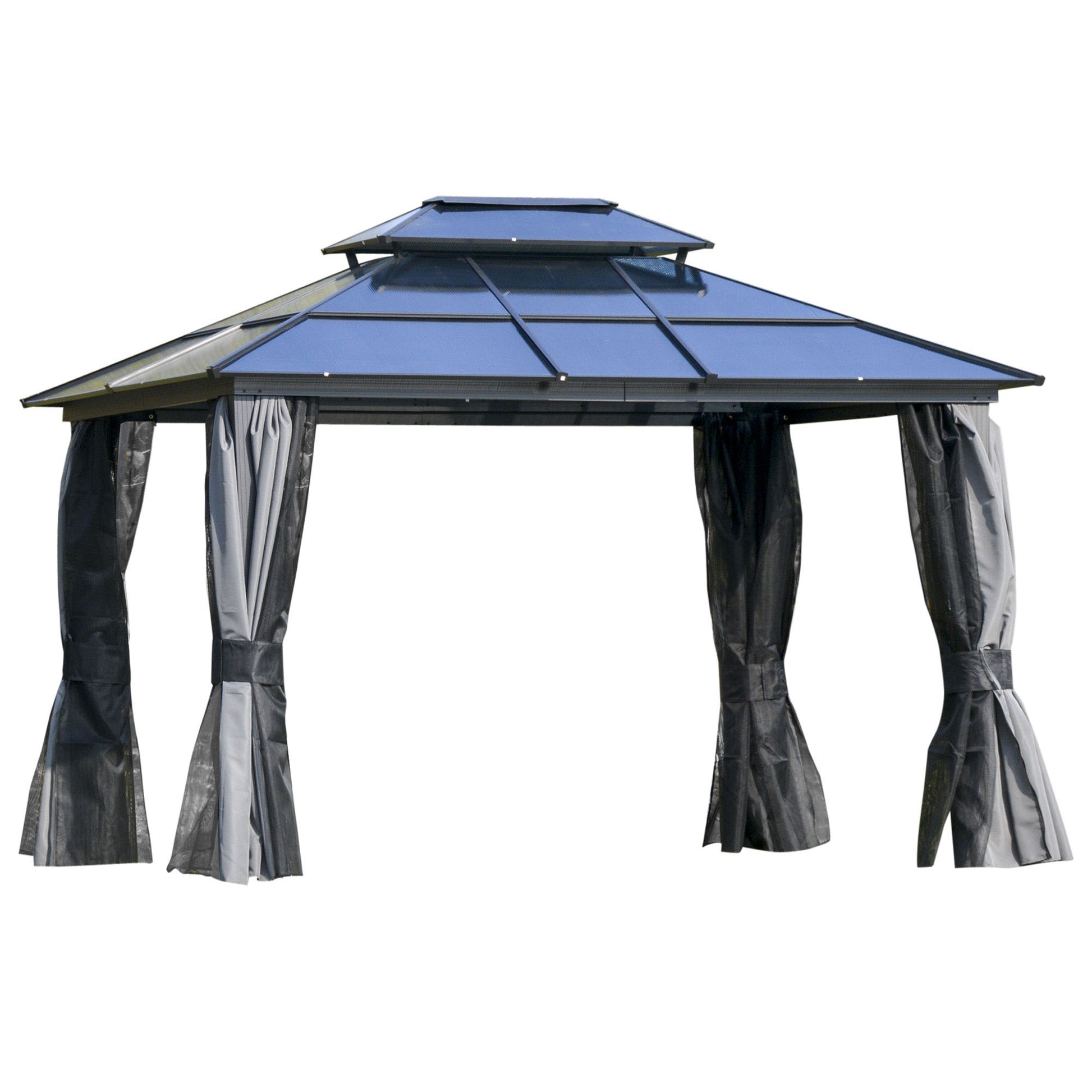 Outdoor 3.6 x 3(m) Gazebo Cabana w/ Steel Frame & Net Sidewalls