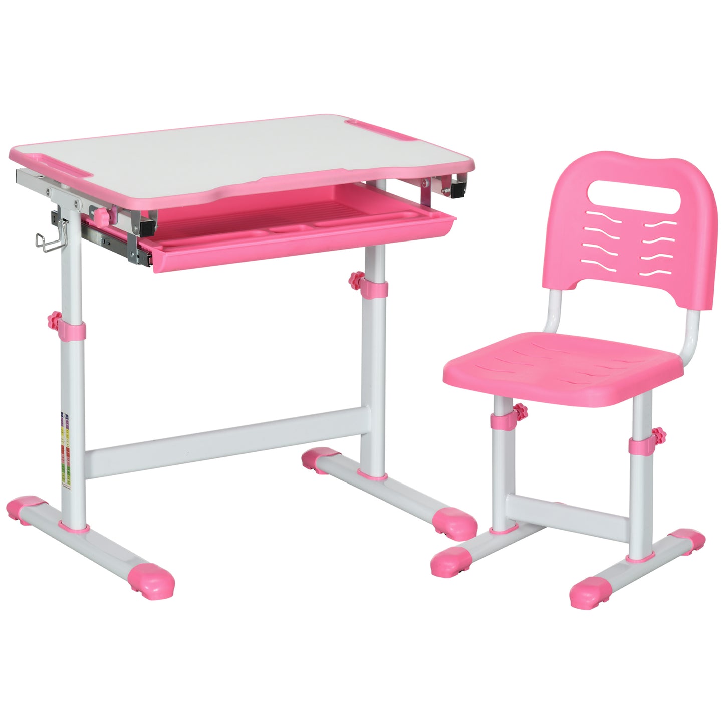 Kids Desk and Chair Set, Student Adjustable Writing Desk