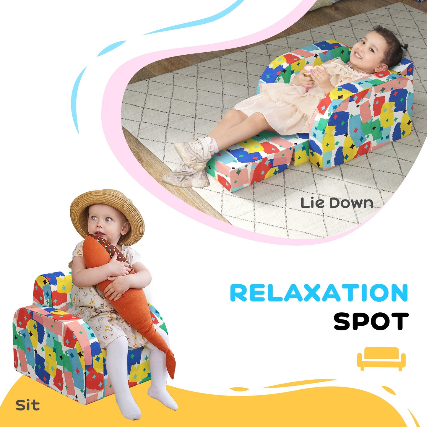 Foldable Toddler Chair Soft Snuggle Sponge Filled