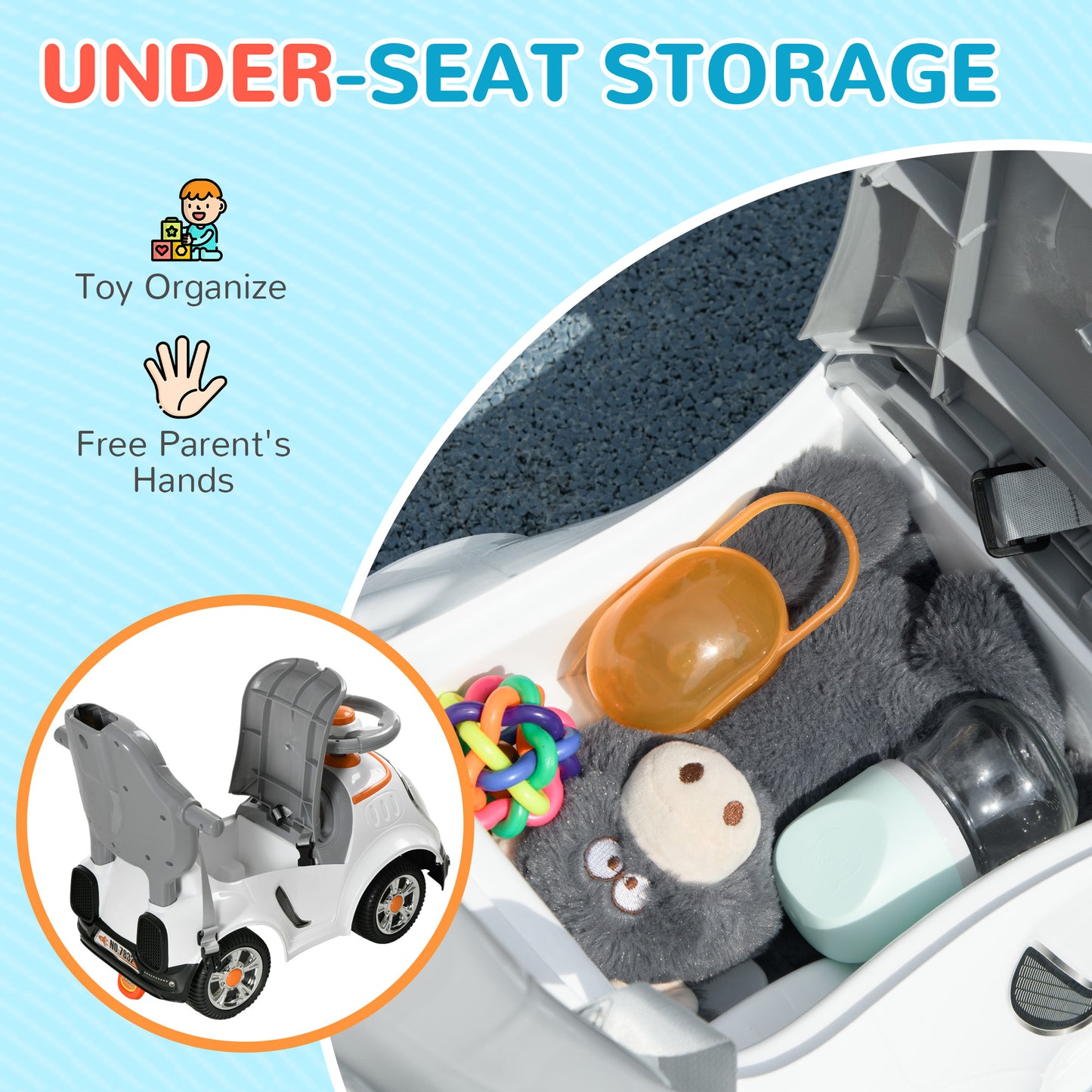 3 in 1 Ride on Push Car, Cartoon Robot Theme Foot to Floor Slider