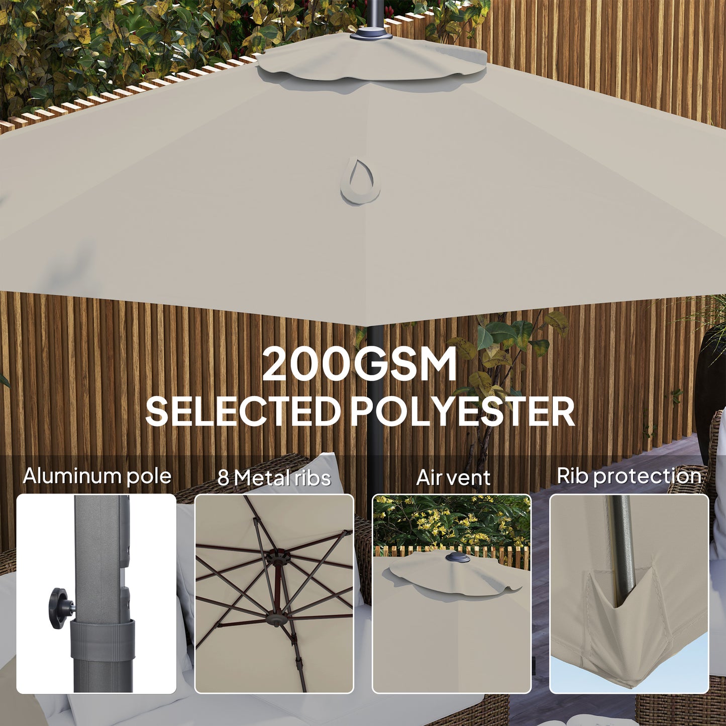 3 m Five-Angle Cantilever Parasol