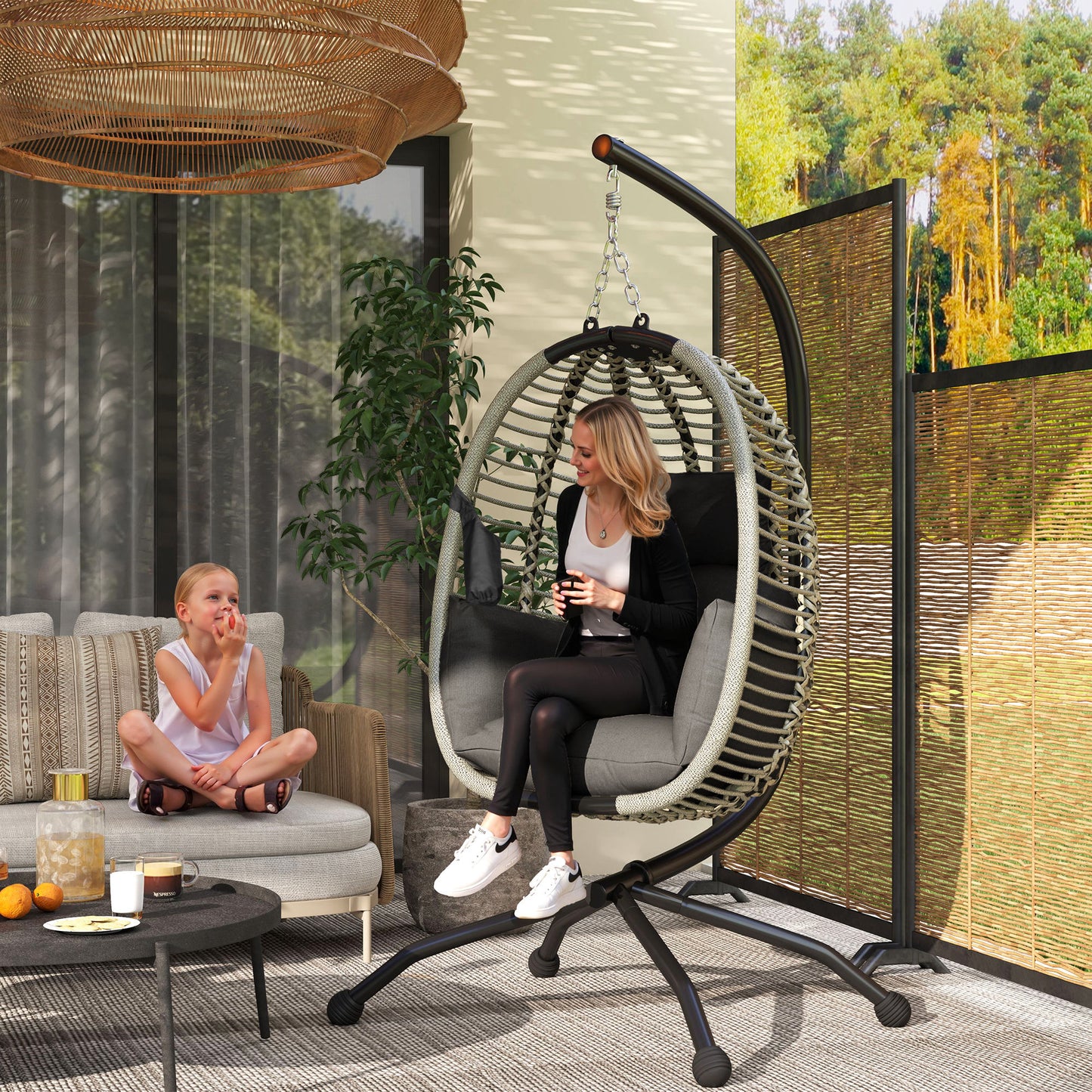 Outdoor Swing Chair with Thick Padded Cushion (1)