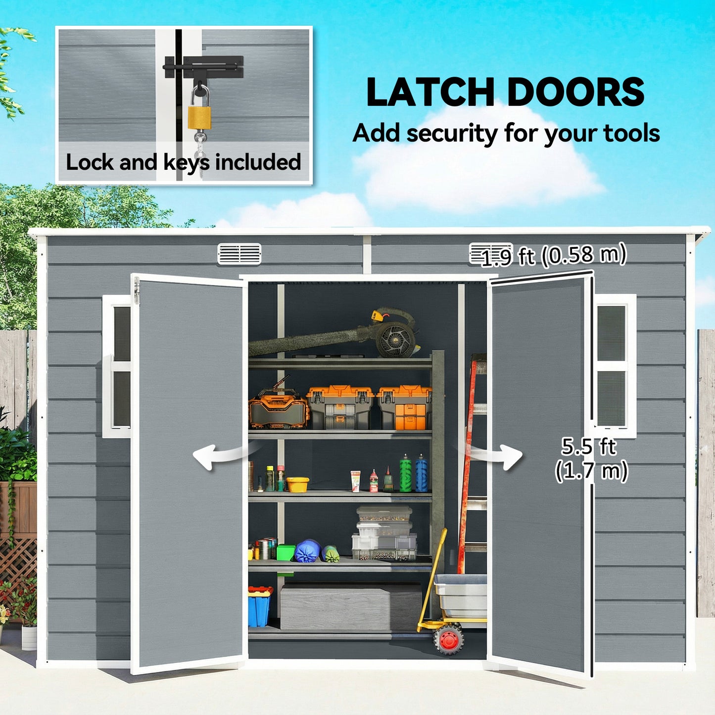 10 x 4 ft Resin Garden Shed, Outdoor Storage Shed with Floor