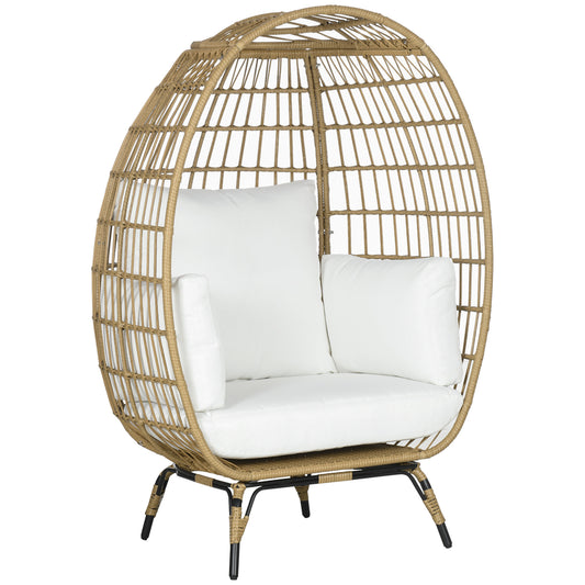Rattan Egg Chair with Cushions and Pillows
