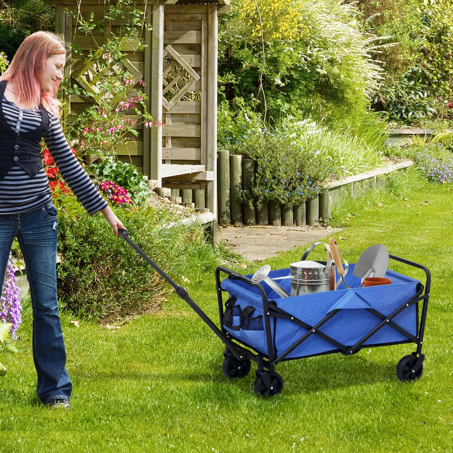 62L Festival Trolley on Wheels, Garden Folding Trolley Cart