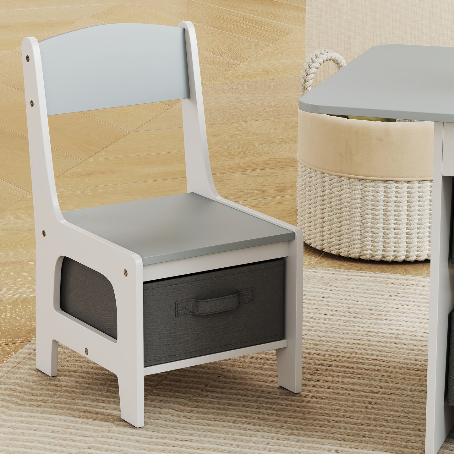 Kids Table and Chair Set, Toddler Table and 2 Chairs Set