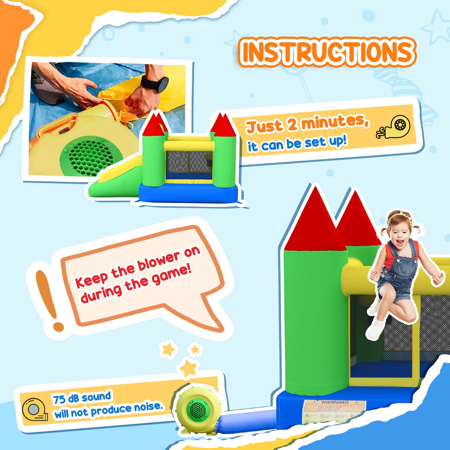 Nylon Inflatable Bouncy Castle, Fire and Water Resistant