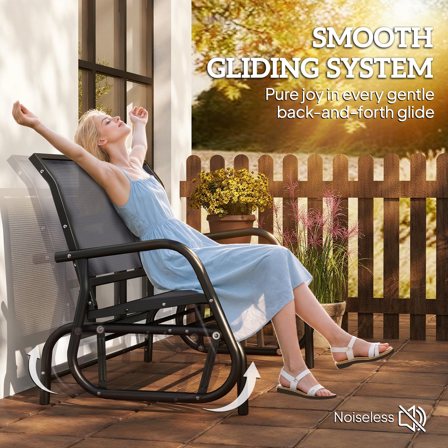 2-Person Outdoor Glider Bench Patio Double Swing Gliding Chair