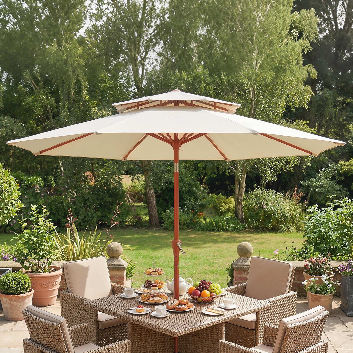 2.7 m Garden Parasol with Double Top Outdoor Market Table Umbrella