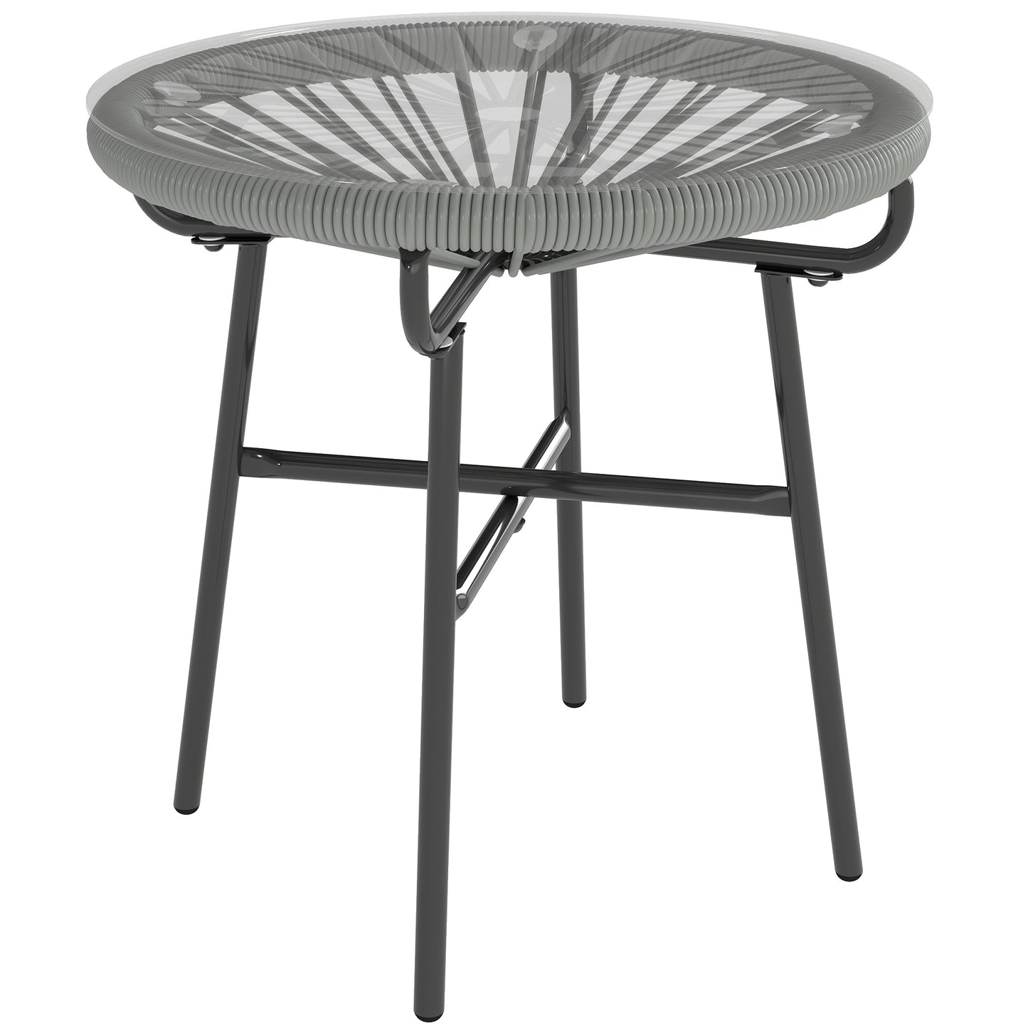 Rattan Side Table, Round Outdoor Coffee Table (1)