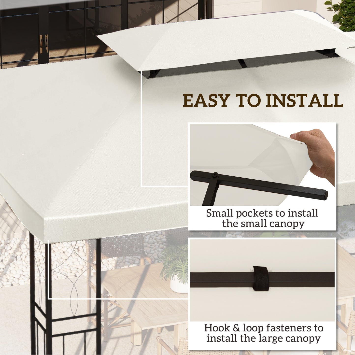 3x4m Gazebo Replacement Roof Canopy 2 Tier Top UV Cover Garden (1)