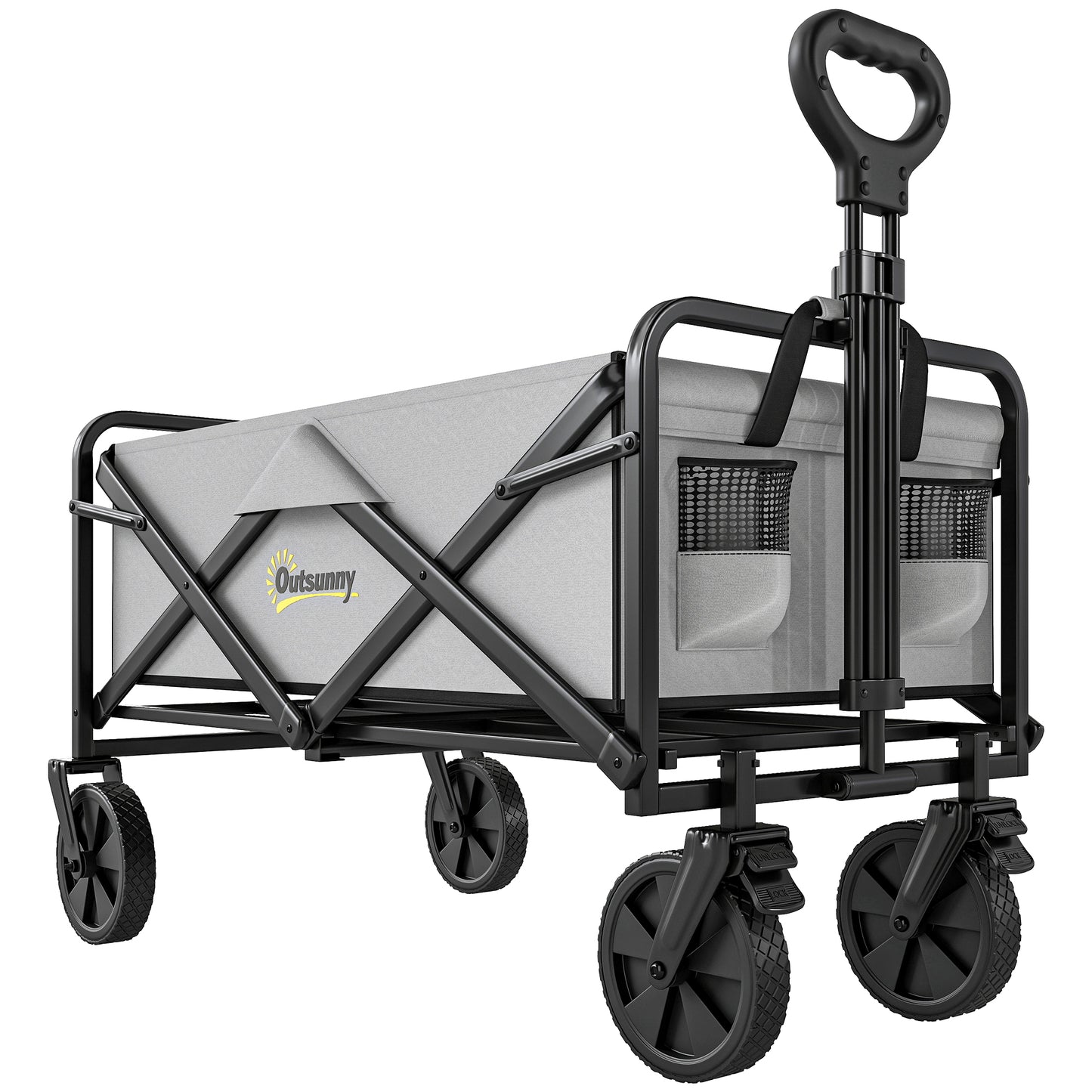Folding Pull Along Cart Cargo Wagon Trolley with Telescopic Handle