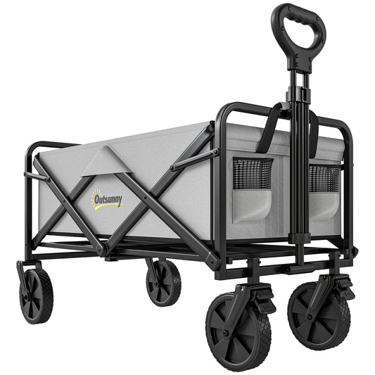 Folding Pull Along Cart Cargo Wagon Trolley with Telescopic Handle