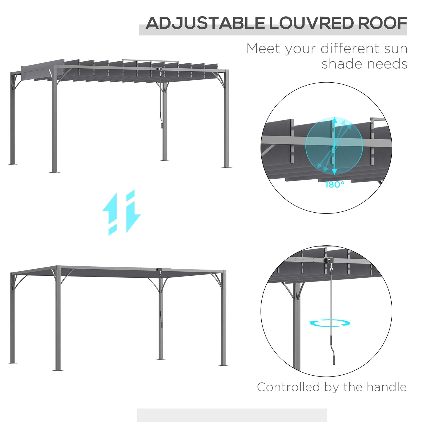4 x 3(m) Outdoor Pergola with Retractable Roof