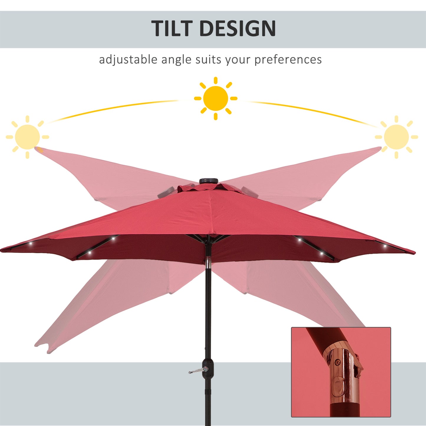 2.7m Patio Garden Umbrella Outdoor Parasol with Tilt Crank