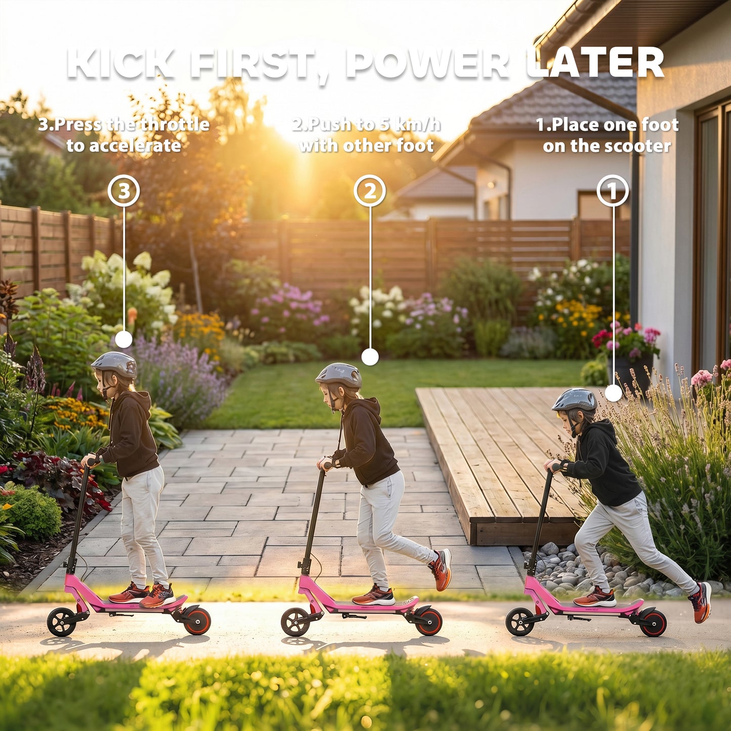 Electric Scooter for Kids, Foldable E Scooter for Age Age 6+