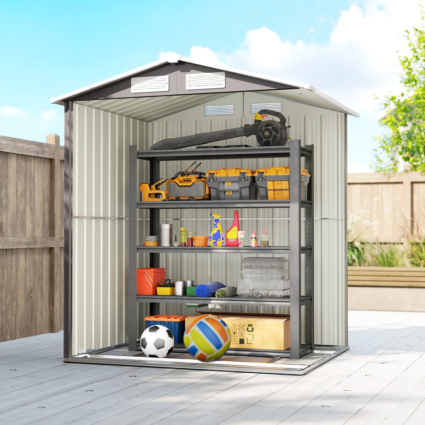 Garden Metal Tool Storage Shed with Sliding Door (1)