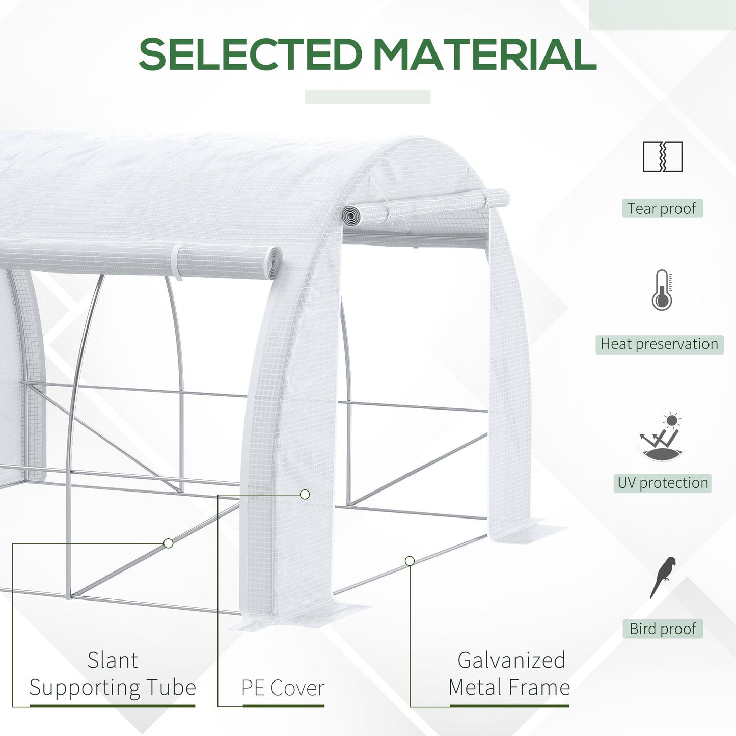 3 x 3 x 2 m Polytunnel Greenhouse with Roll-up Side Walls