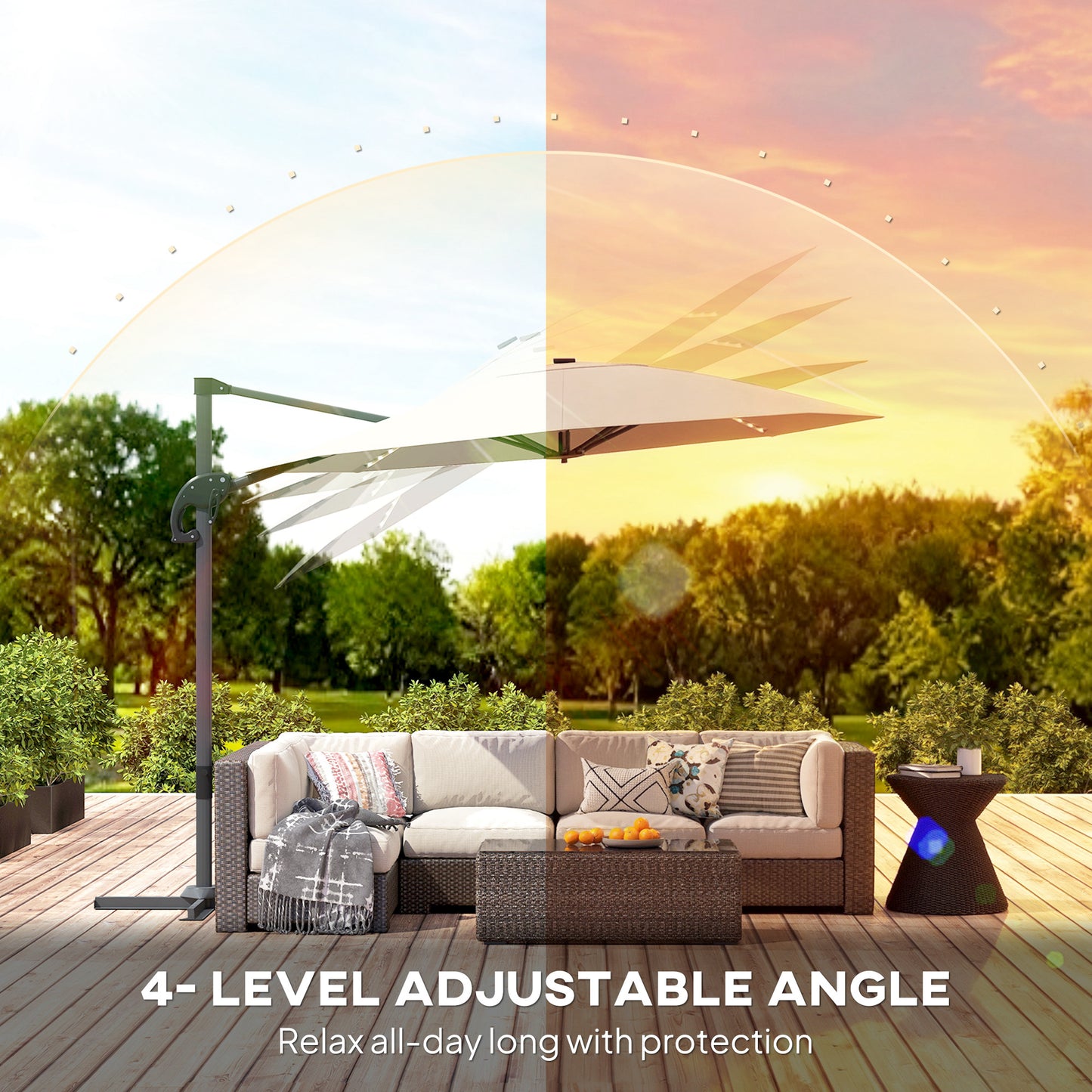 3(m) Cantilever Garden Parasol with Solar Powered Lights