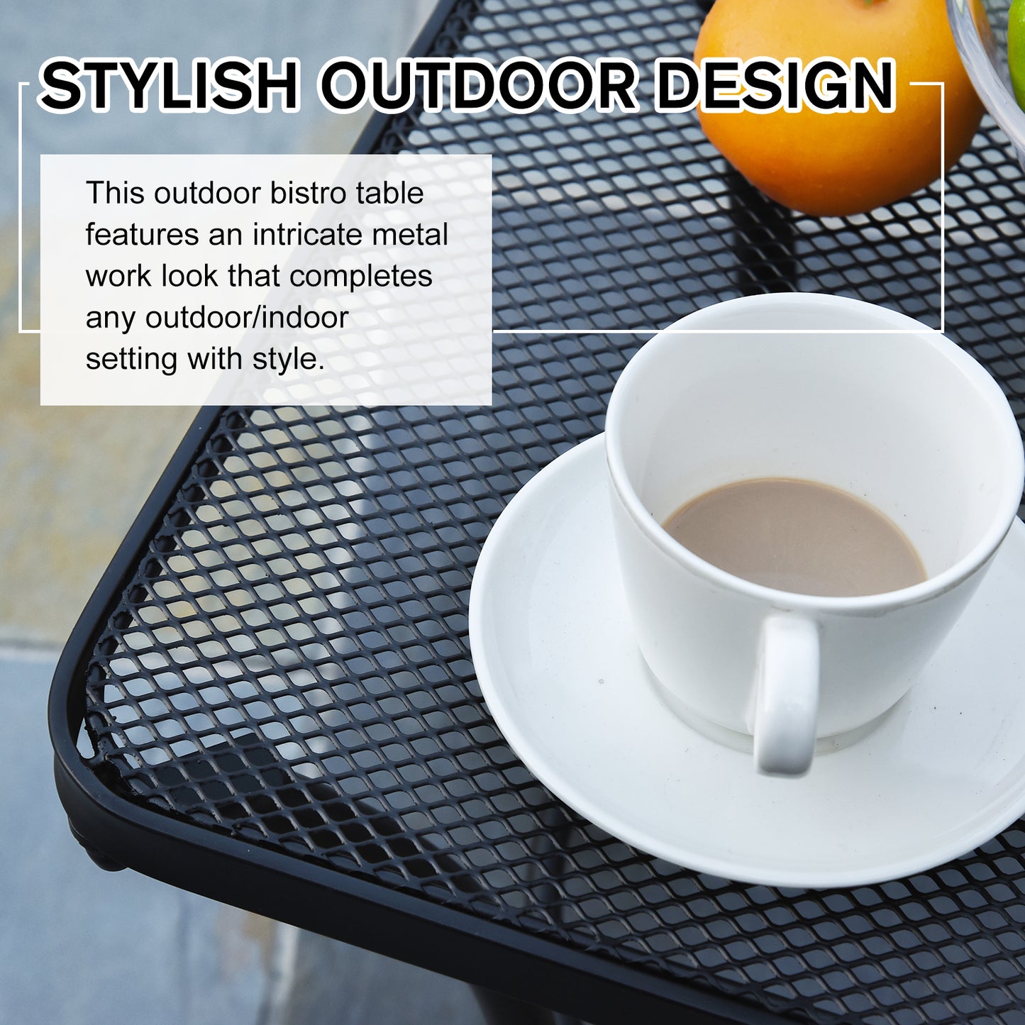 Square Garden Metal Bistro Table Outdoor Patio Coffee Side Desk