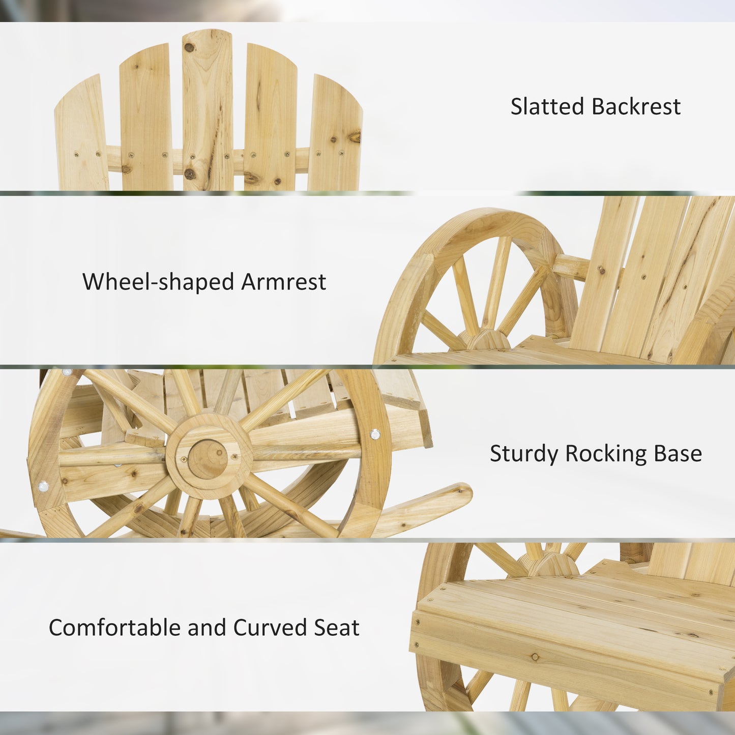 Wooden Adirondack Rocking Chair Reclining Armchair Outdoor Garden