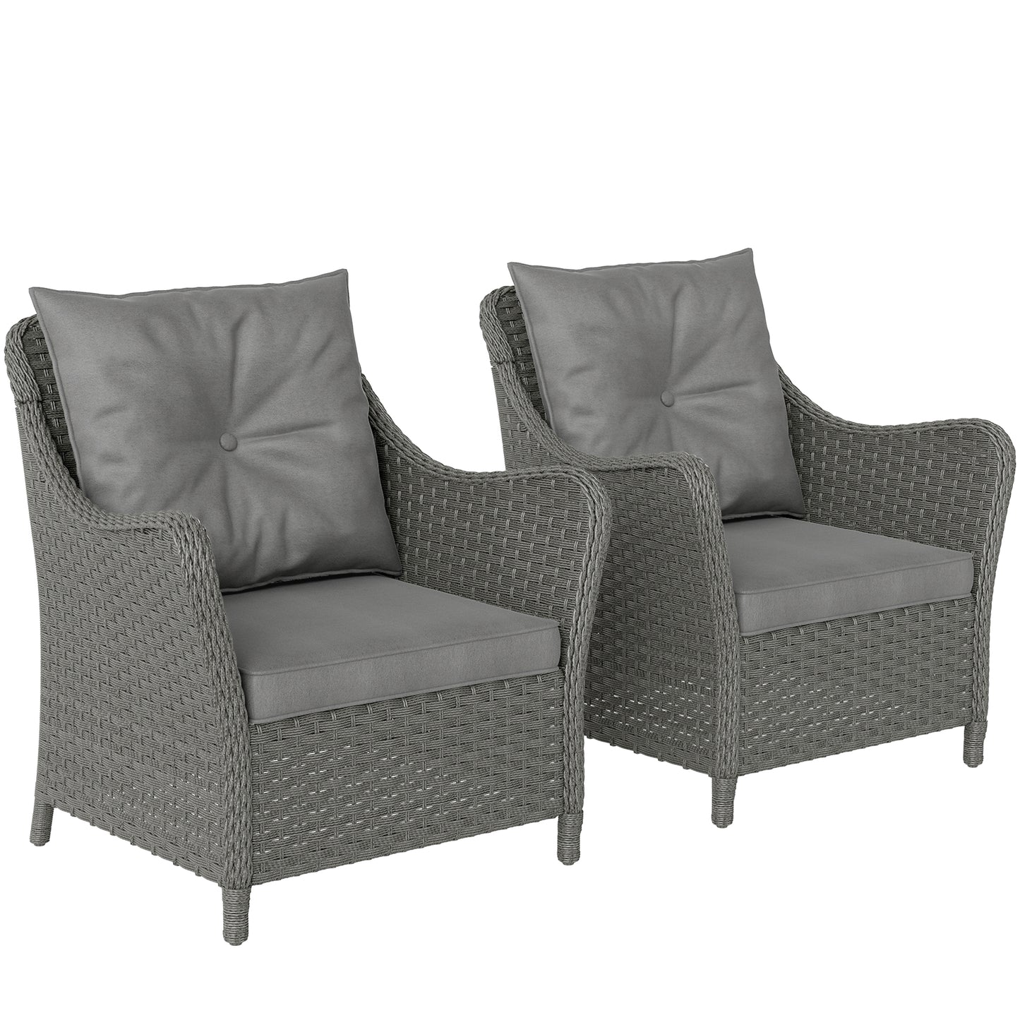 Rattan Garden Chairs Set of 2, Outdoor Rattan Chairs with Cushions