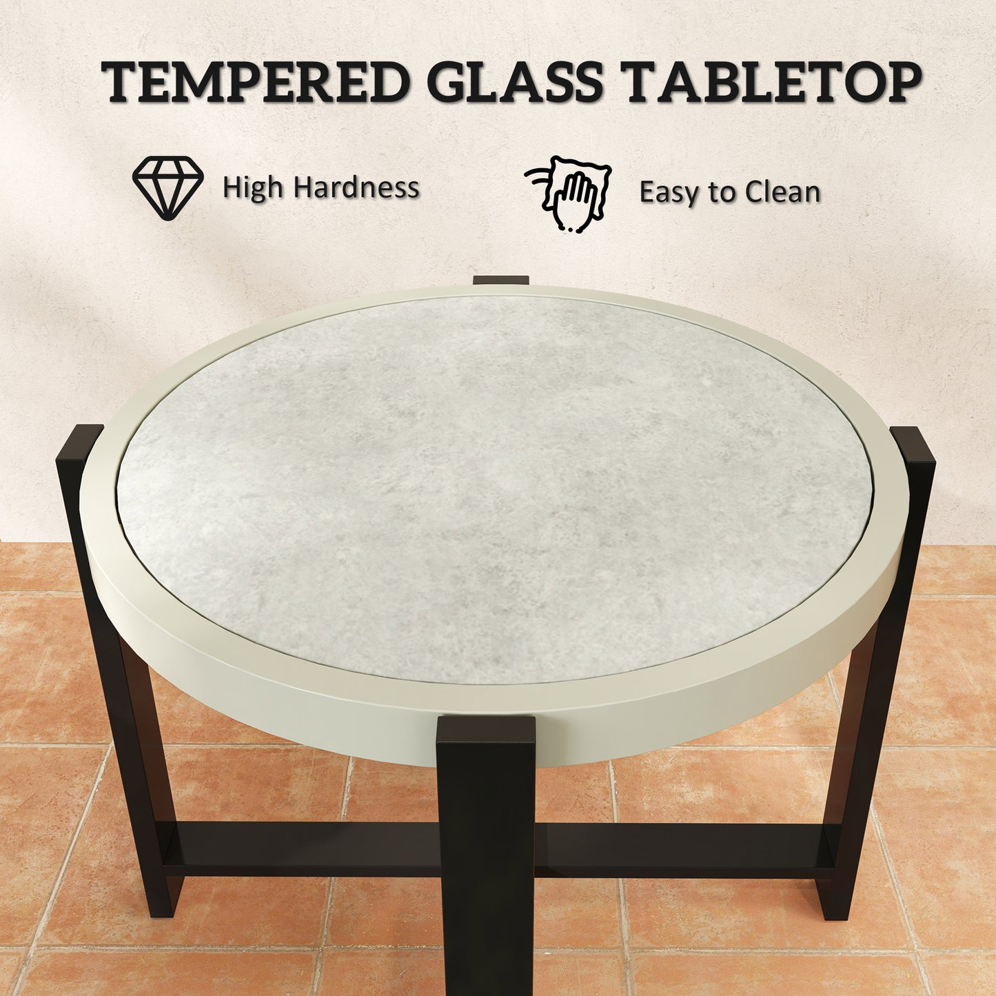 Round Small Garden Table, 60cm Outdoor Side Table