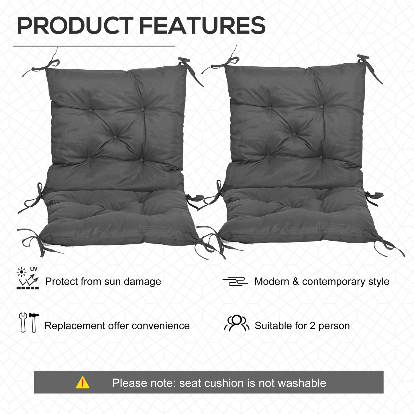 Set of Two Outdoor Seat Cushions