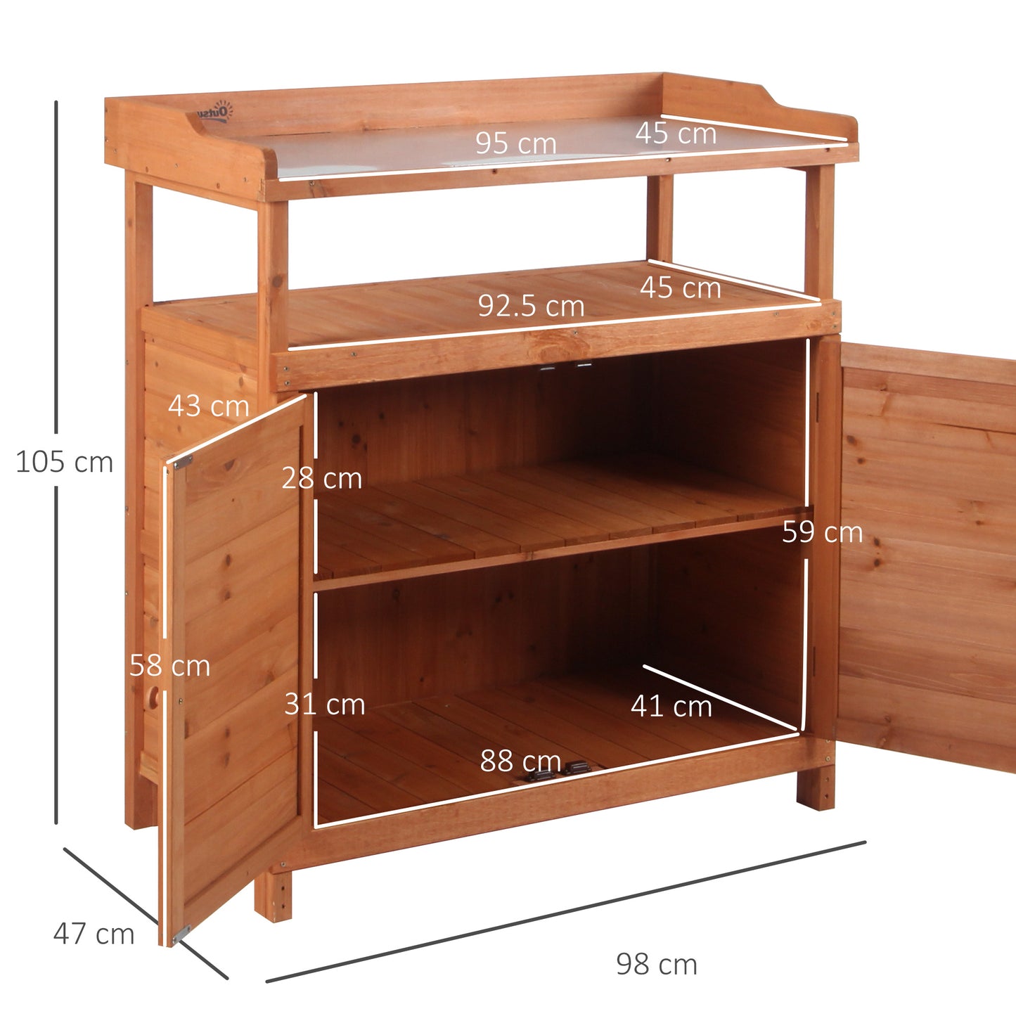 Multi-function Potting Bench Table w/ Storage Cabinet