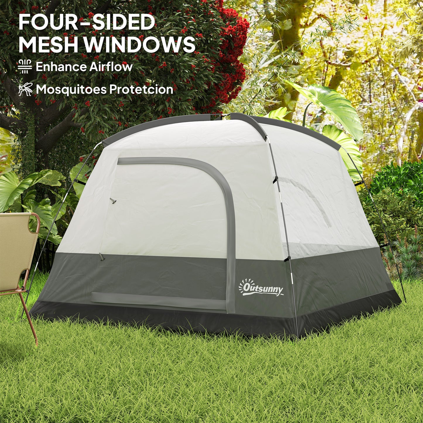 3-4 Person Camping Tent, Easy Set Up Waterproof Dome Tent