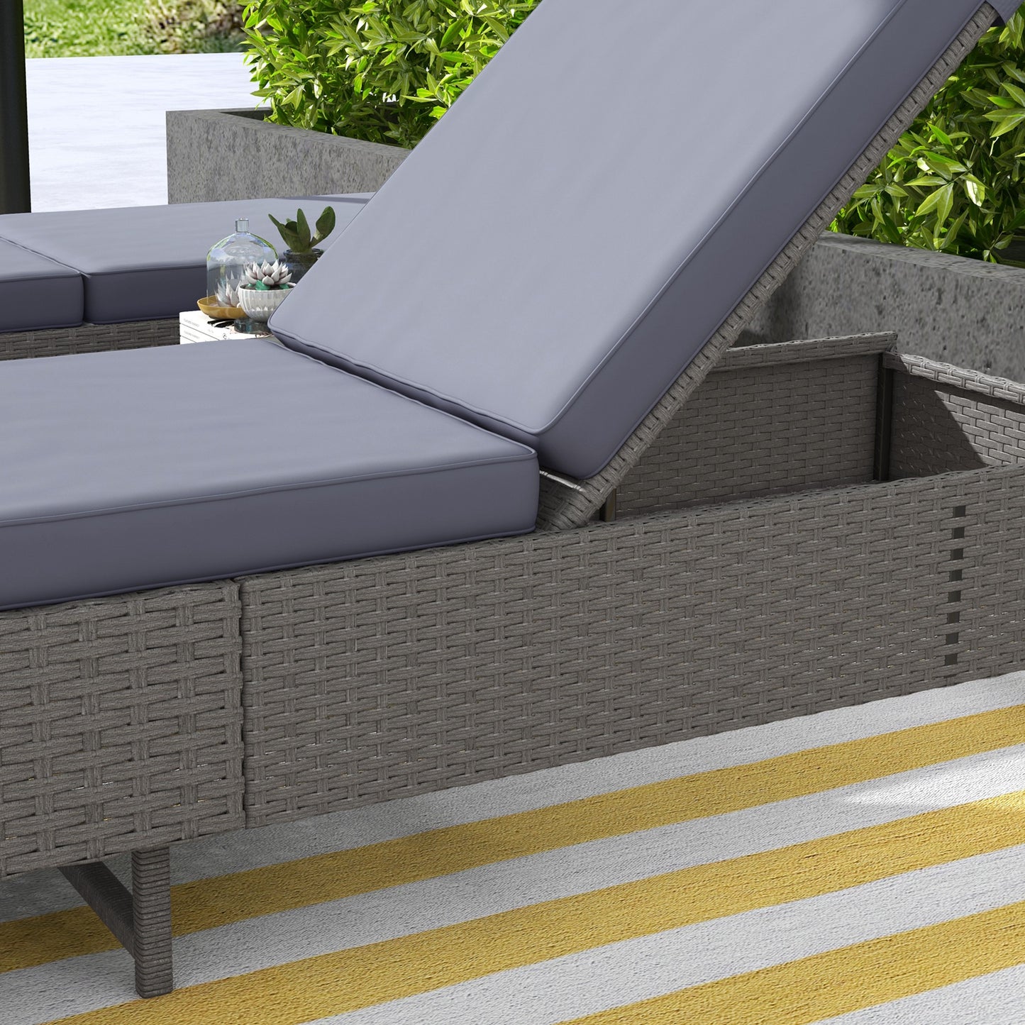 Outdoor PE Rattan Sun Lounger Set of 2