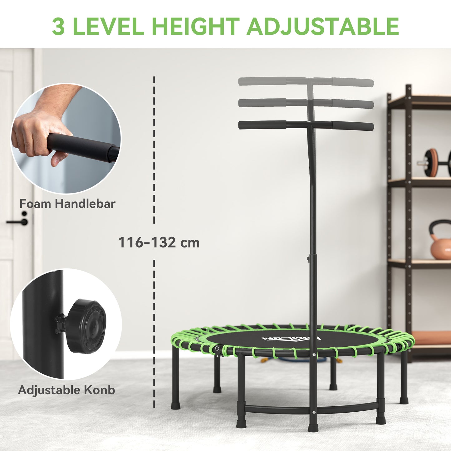 Mini Round Steel Frame Trampoline w/ Adjustable Handle
