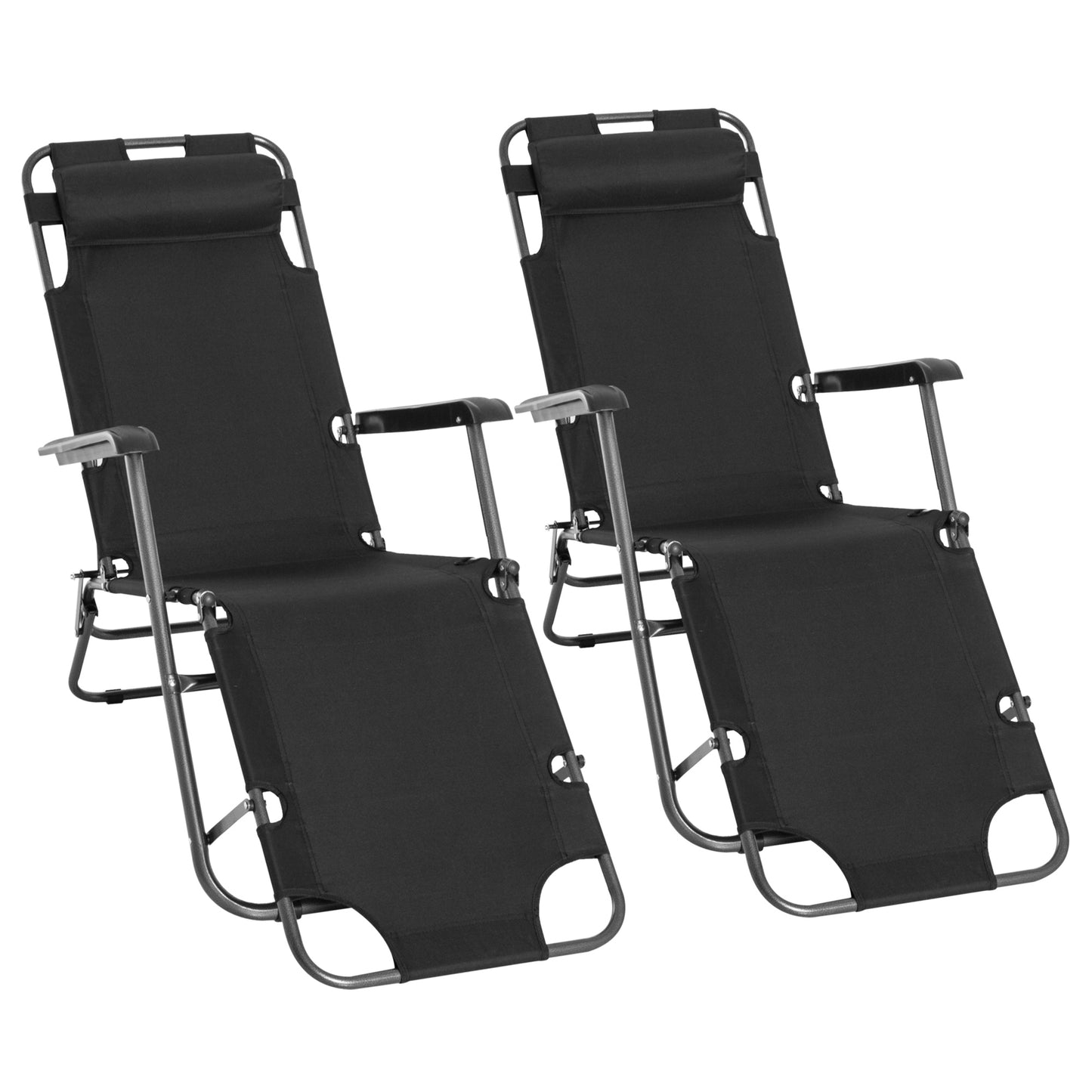 2 in 1 Folding Sun Lounger Reclining Garden Chair Set of 2