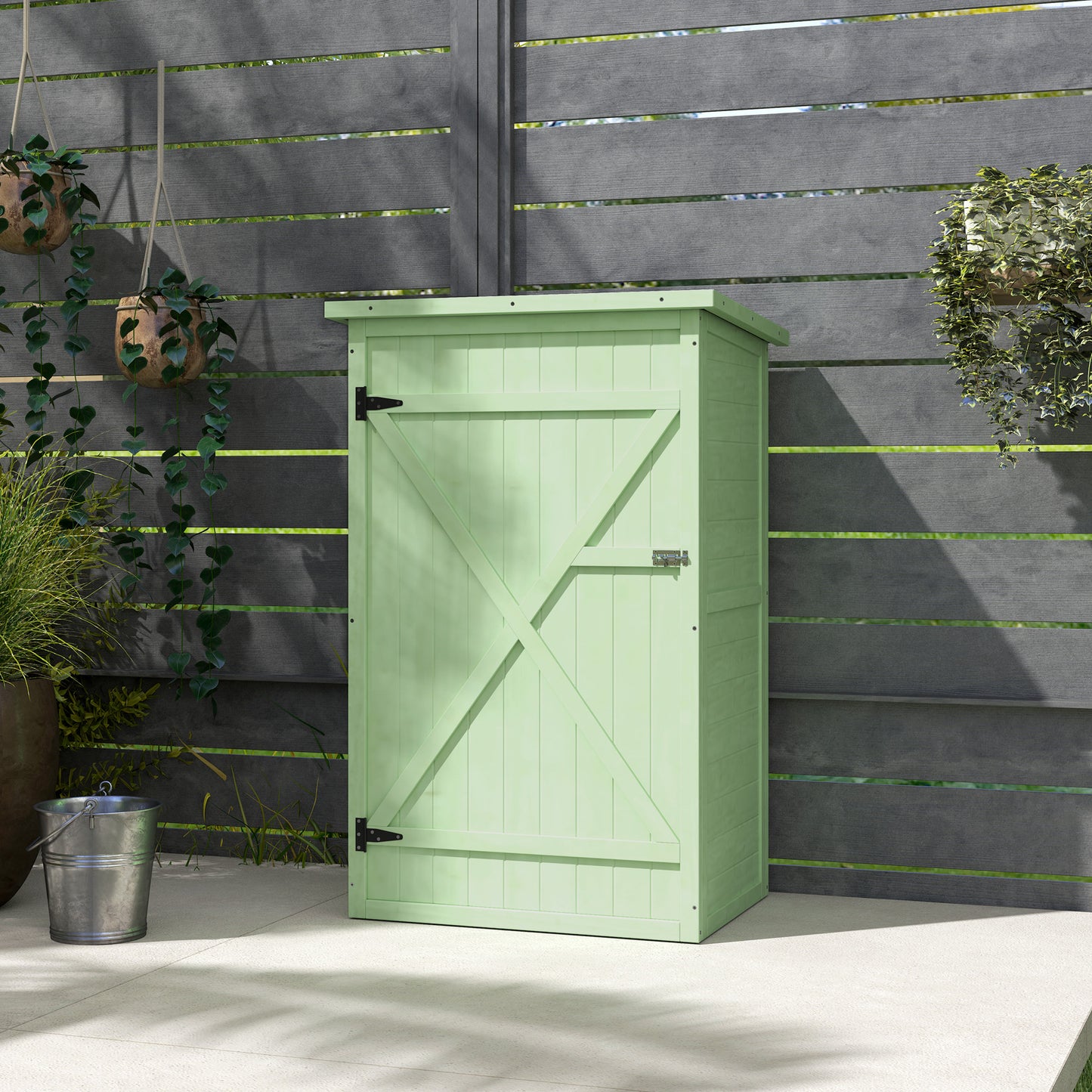 Wooden Small Shed, Garden Storage Shed with Shelves and Bolt Latch