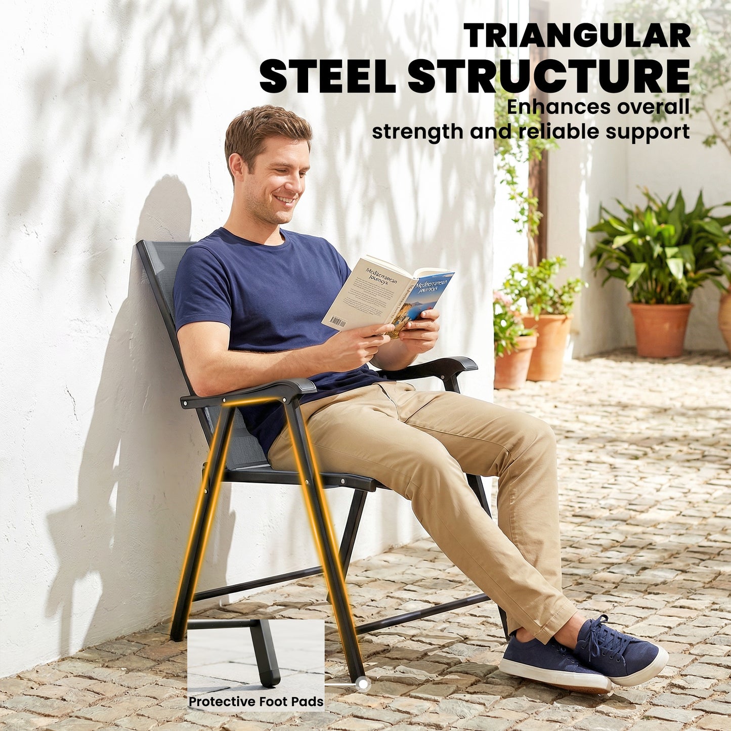 Folding Garden Chairs , Foldable Garden Dining Chairs with High Back